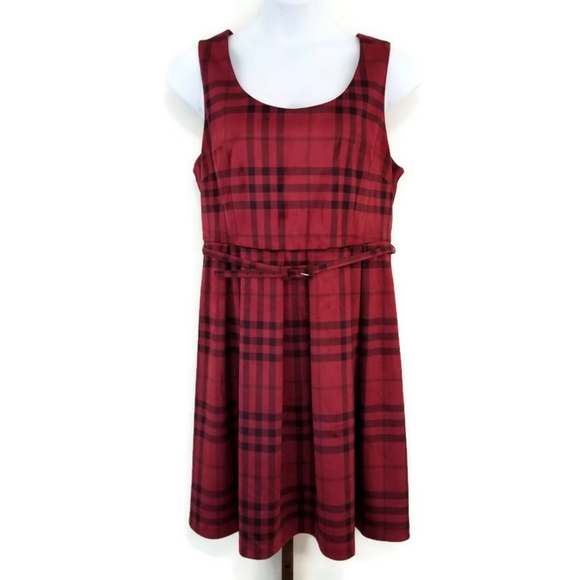 torrid Dresses & Skirts - Torrid Red Brushed Plaid Skater Dress with Belt